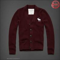 heren abercrombie and fitch truien cardigan knop moose logo donkerrood Hoge Kwaliteit zntlx573